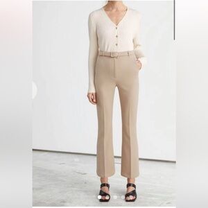 & Other Stories Sz 6 Belted Cropped Kick Flare Trousers